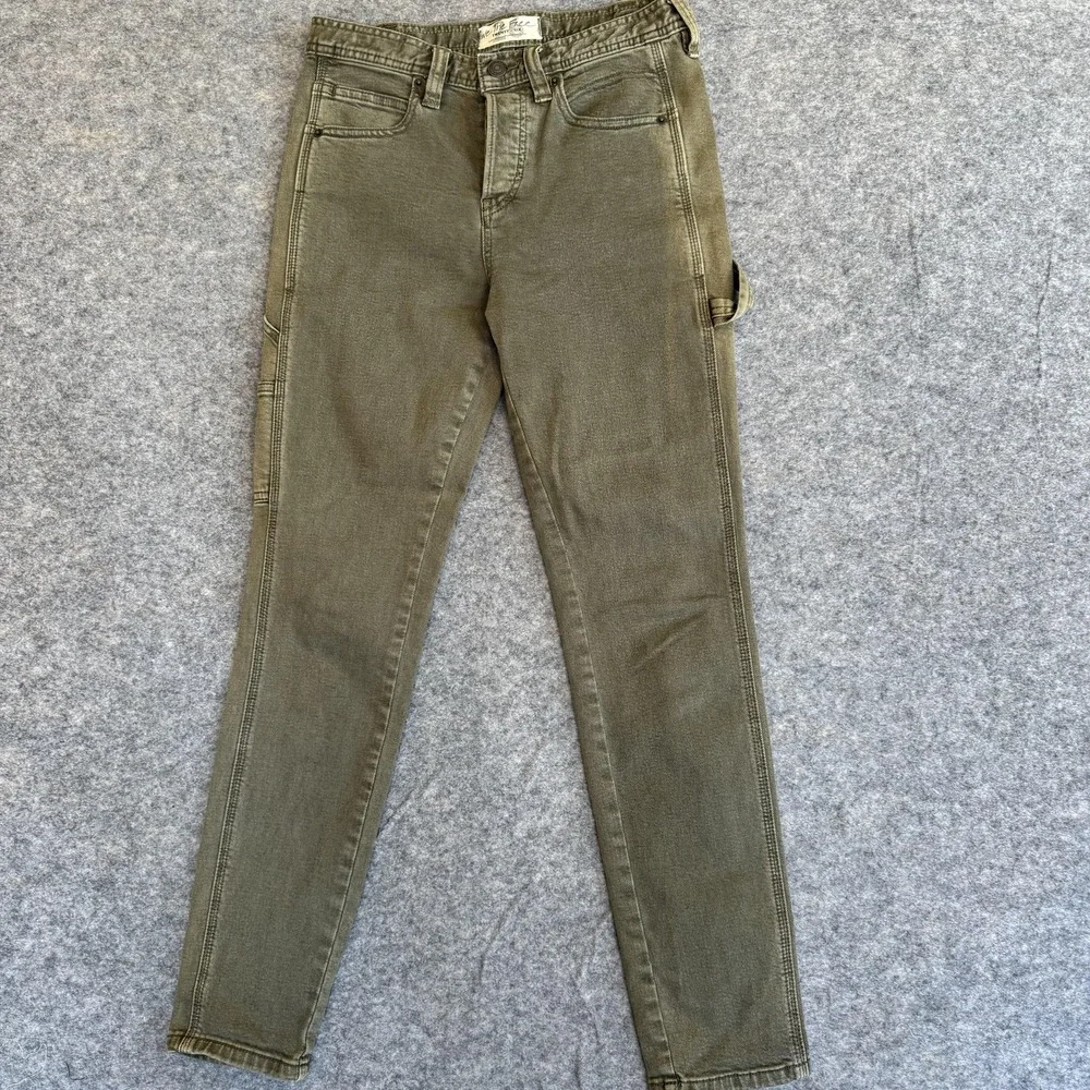 We The Free‎ Jeans Womens 26 Olive Green High Rise Carpenter Skinny Button Fly